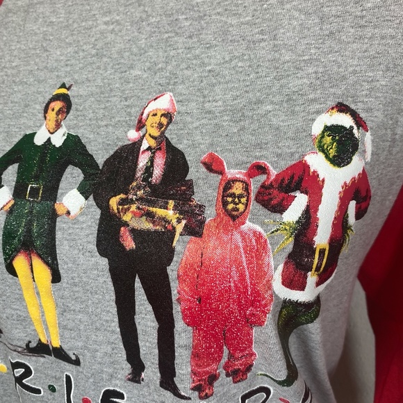 Friends Christmas Movies Themed Holiday Baseball Raglan T-shirt - Picture 4 of 13